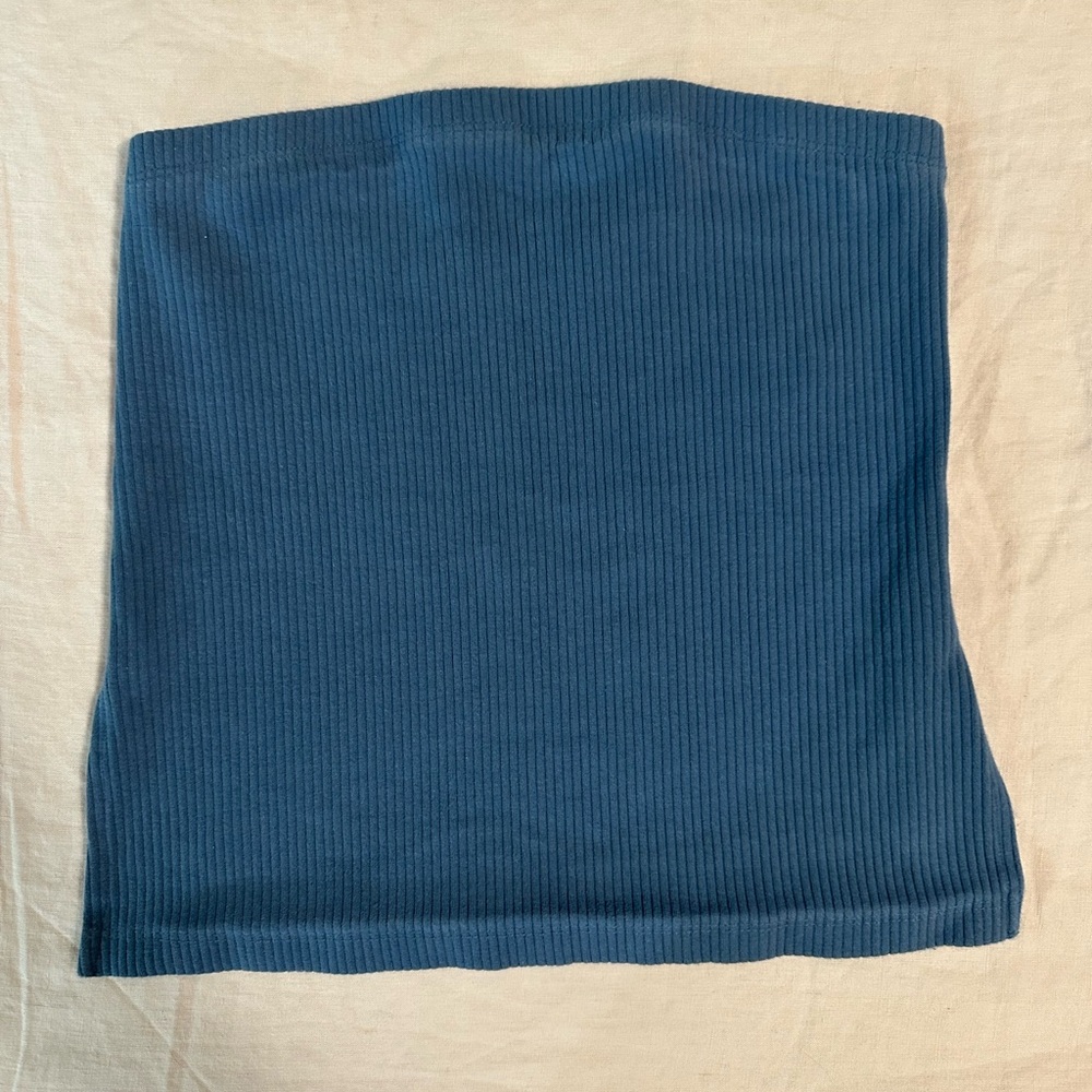 American Eagle Ribbed Blue Strapless Tube Top